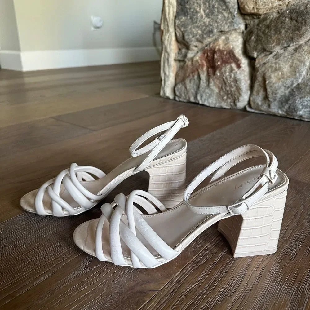 CIRCUS BY SAM EDELMAN Onna Block Heel Croc Embossed Vanilla Bean Size 10 NEW